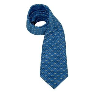 Vineyard Vines Silk Tie Mens One Size Blue Whale Logo Nautical Made in USA